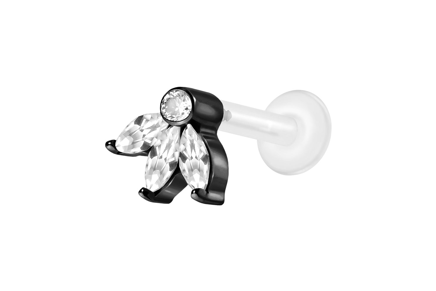 PTFE Labret Piercing mit Innengewinde + Titan-Aufsatz LOTUSBLÜTE